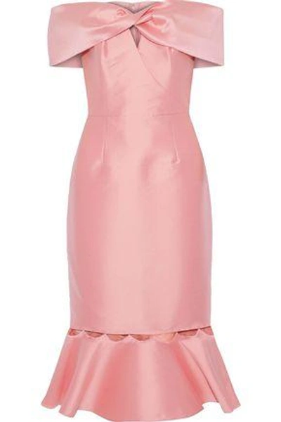 Sachin & Babi Woman Hazel Off-the-shoulder Tulle-paneled Duchesse Satin-twill Midi Dress Blush