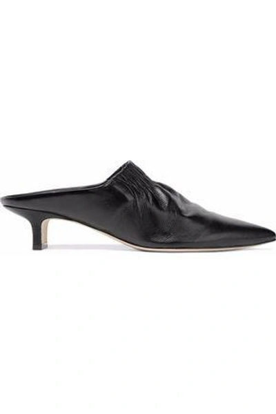 Sigerson Morrison Gathered Leather Mules In Black