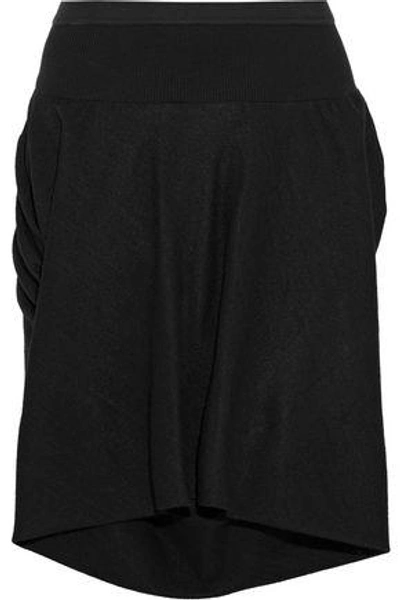 Rick Owens Woman Layered Wool And Silk-blend Shorts Black