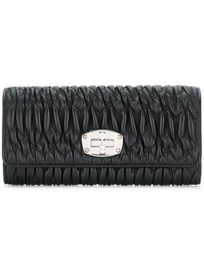 Miu Miu Matelassé Leather Wallet - Black