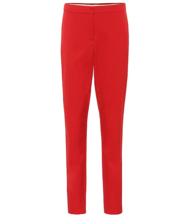 Oscar De La Renta Stretch-wool Straight-leg Pants In Crimson
