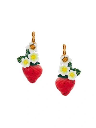 Dolce & Gabbana Dolce And Gabbana Multicolor Strawberry Drop Earrings In Red