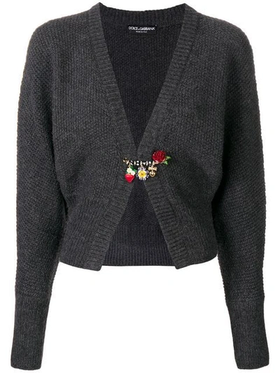 Dolce & Gabbana Safety Pin Wool-blend Cardigan In Gray