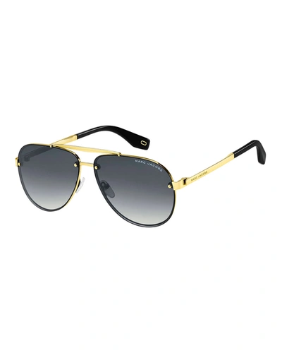 Marc Jacobs Gradient Aviator Sunglasses In Gold/gray