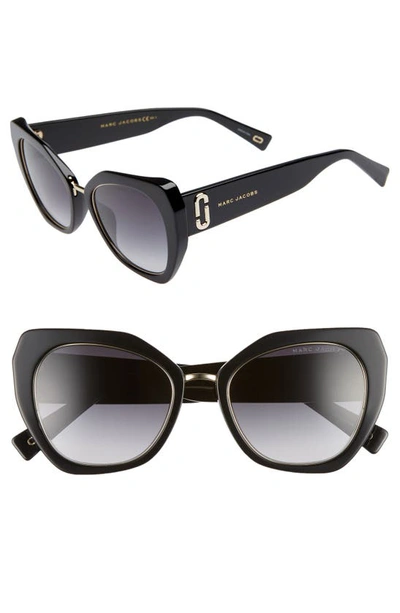 Marc Jacobs 53mm Cat Eye Sunglasses - White Stripe In Black/white/gray