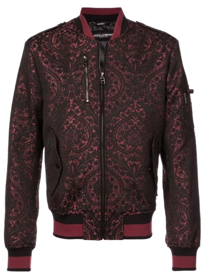 Dolce & Gabbana Men's Brocade Bomber Jacket In Black