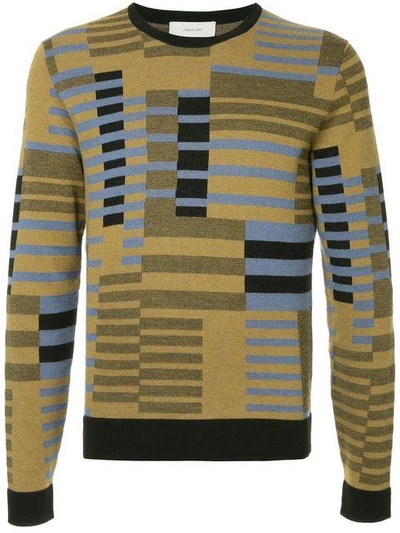 Cerruti 1881 Geometric Knit Sweater In Brown