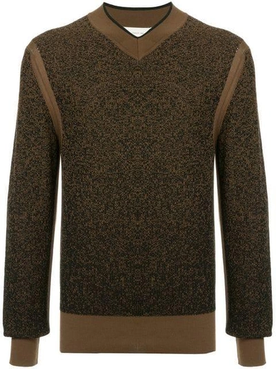 Cerruti 1881 V Neck Knit Jumper In Brown