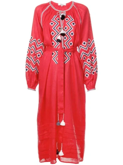 March11 Boho Longsleeved Dress In Redmulti