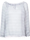 Lemlem Drawstring Neck Blouse In Grey