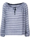 Lemlem Drawstring Neck Blouse In Blue