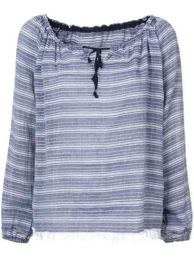 Lemlem Drawstring Neck Blouse In Blue