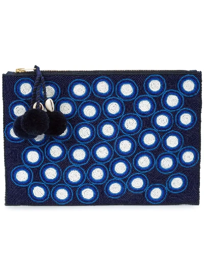 Figue Soma Hand-beaded Polka-dot Pouch In Midnight