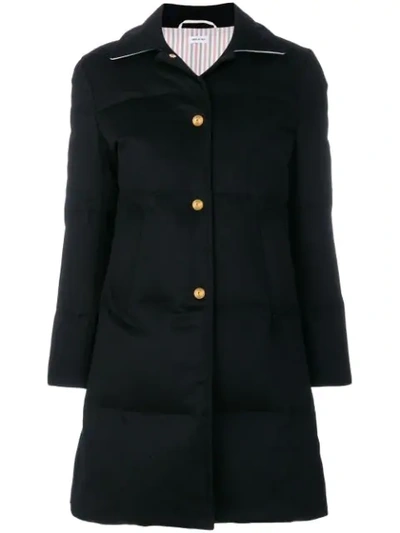 Thom Browne Down-filled Jacket-weight Cashmere Overcoat In Blue