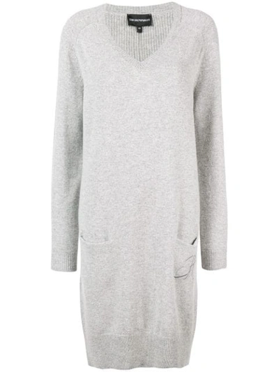 Emporio Armani Long Knitted Dress In Grey | ModeSens