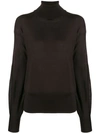 Agnona Roll Neck Sweater In Brown