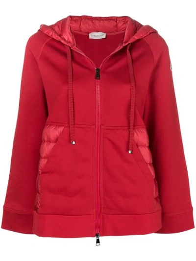 Moncler Puffer Hoodie Jacket In Red