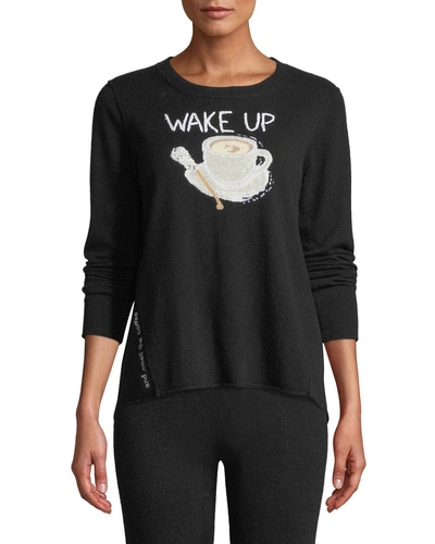 Lisa Todd Petite Wake Up & Smell The Coffee Cashmere Sweater In Onyx