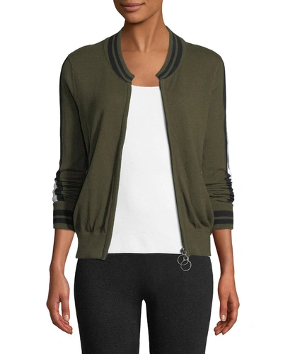 Lisa Todd Teach Peace Zip-front Bomber Jacket In Kale