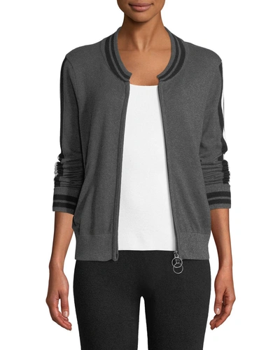 Lisa Todd Teach Peace Zip-front Bomber Jacket In Charcoal