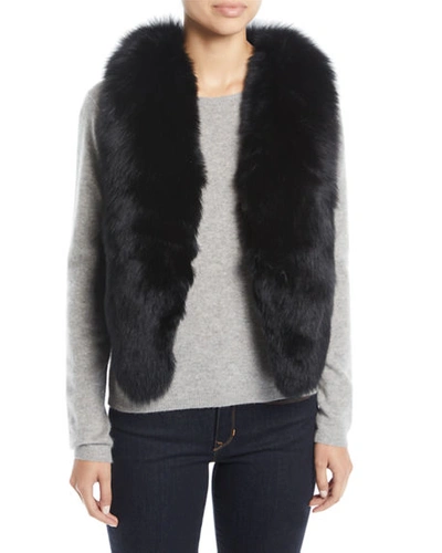 Adrienne Landau Short Fur Vest W/ Cutout Back In Black