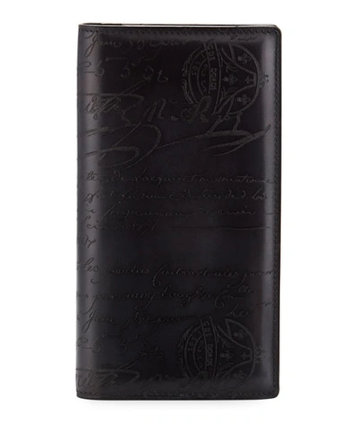 Berluti Men's Ebene Ii Scritto Leather Long Wallet In Black