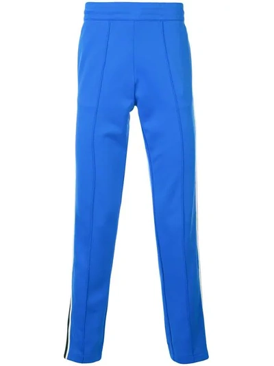 Moncler Vertical Outseam Striped Trackpants In Blue