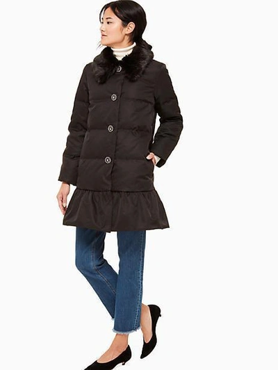 Kate Spade Jewel Button Puffer Coat In Black | ModeSens