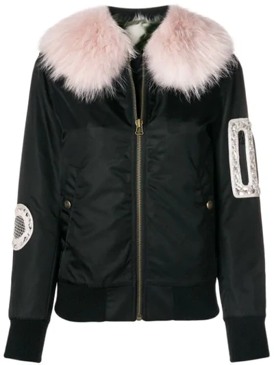 Mr & Mrs Italy Trimmed Bomber Jacket - Black