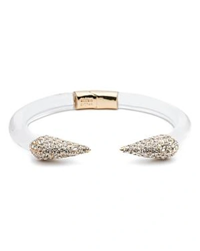 Alexis Bittar Crystal Encrusted Pyramid Break Hinge Bracelet In Clear/gold