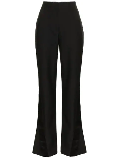 Wright Le Chapelain High Waisted Silk Flared Trousers In Black