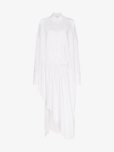 Esteban Cortazar Oversized Asymmetric Hem Shirt Dress In White