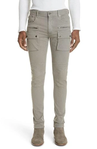 Belstaff Men's Polmont Garment-dyed Denim Skinny Cargo Jeans In Smoke Grey