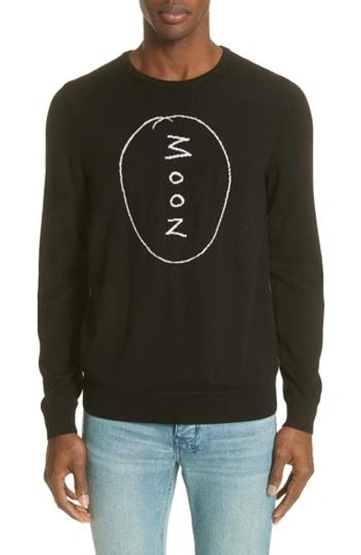 Double Rainbouu Moon Merino Wool Sweater In Black