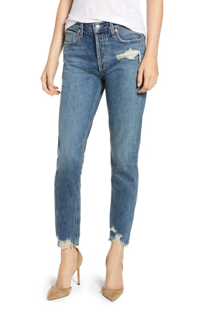 Agolde Jamie High-rise Distressed Skinny Jeans With Chewed Hem In Grade