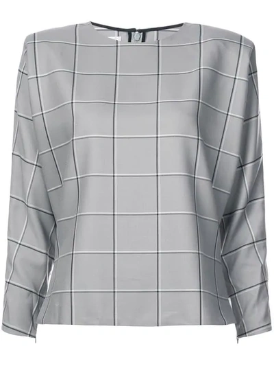 Carmen March Checked Boxy Blouse In Grey