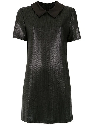 À La Garçonne Sequin Polo Dress In Black