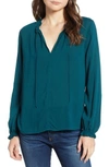 Velvet By Graham & Spencer Ruffle Tie Neck Top In Garden