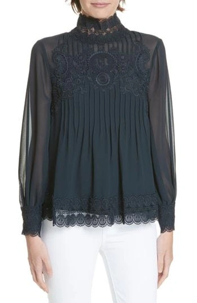 Ted Baker Cailley Lace Top In Navy