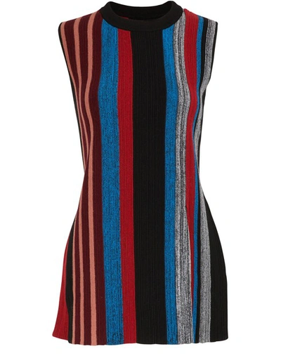 Proenza Schouler Stripe Wool & Silk Blend Ottoman Sweater Tunic In 10215 Black Multi