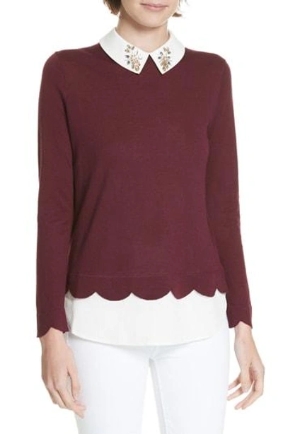 Ted Baker Suzaine Embellished Layered-look Sweater In Maroon