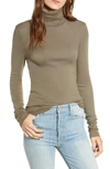 Splendid Classic Slim Turtleneck Top In Military Olive