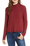 Splendid Ribbed Mock Neck Crop Top In Ruby