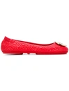 Tory Burch Logo Plaque Ballerinas In Red