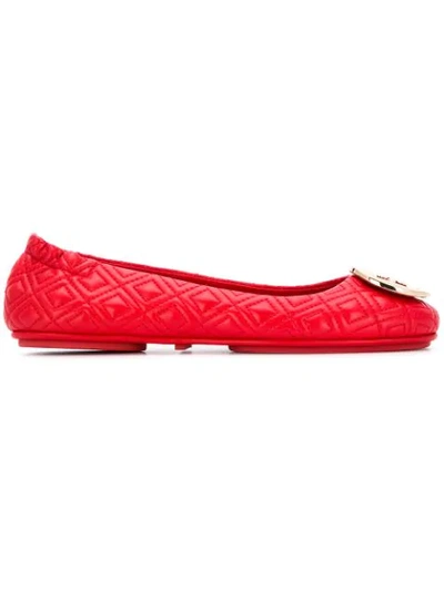 Tory Burch Logo Plaque Ballerinas In Red