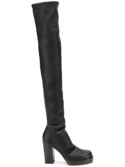 Rick Owens Thigh High Boots In Black