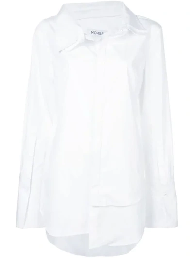 Monse Long Double Collar Shirt In White