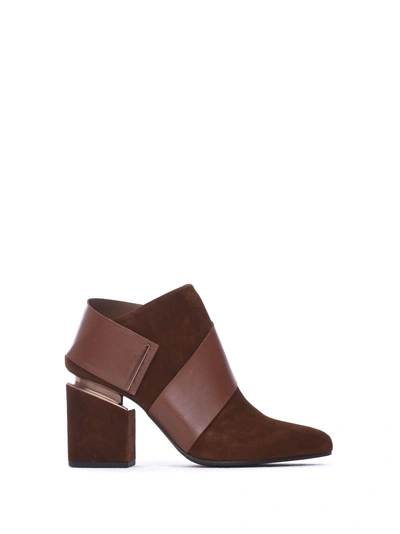 Vic Matie Ankle Boots Cognac-coloured Suede Strap In Marrone