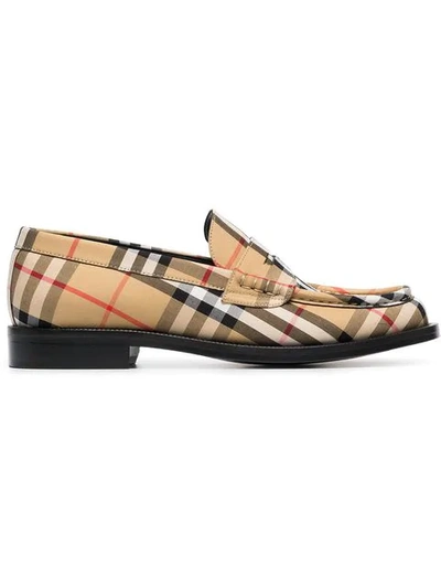 Burberry Vintage Check Cotton Penny Loafers - Yellow In Yellow & Orange