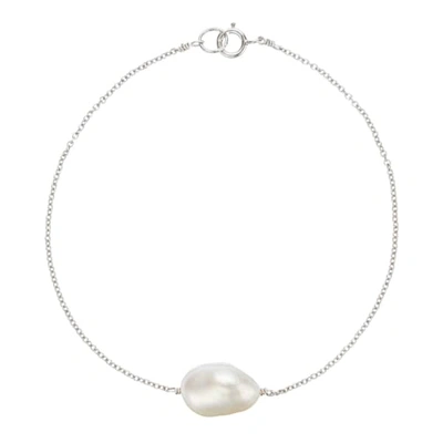 Lily & Roo Sterling Silver Large Single Pearl Bracelet